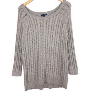 AMERICAN EAGLE Wool Blend Scoop Neck Open Cable Knit Sweater Pullover Size XL